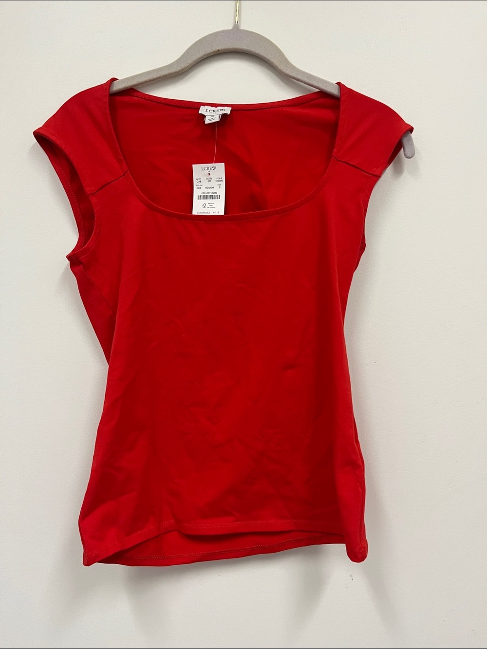 New with tags J. Crew Red Scoop Neck Cap-Sleeve Tank size S